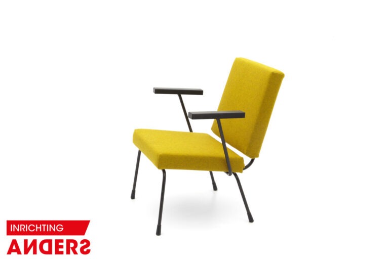 Gispen 1401 Fauteuil van Wim Rietveld voor Gispen, 1950s  Kleur Geel Richwool 18 Inrichting Anders Nieuwe en Tweedehands Designmeubels