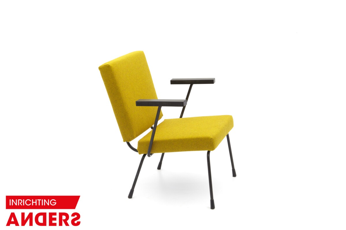 Gispen 1401 Fauteuil van Wim Rietveld voor Gispen, 1950s  Kleur Geel Richwool 18 Inrichting Anders Nieuwe en Tweedehands Designmeubels