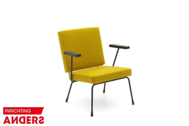 Gispen 1401 Fauteuil van Wim Rietveld voor Gispen, 1950s  Kleur Geel Richwool 18 Inrichting Anders Nieuwe en Tweedehands Designmeubels
