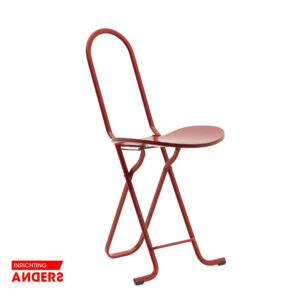 Vintage Dafne klapstoel in metaal en multiplex van Gastone Rinaldi voor Thema, Italië 1980 kleur rood Inrichting Anders Nieuwe en Tweedehands Designmeubels