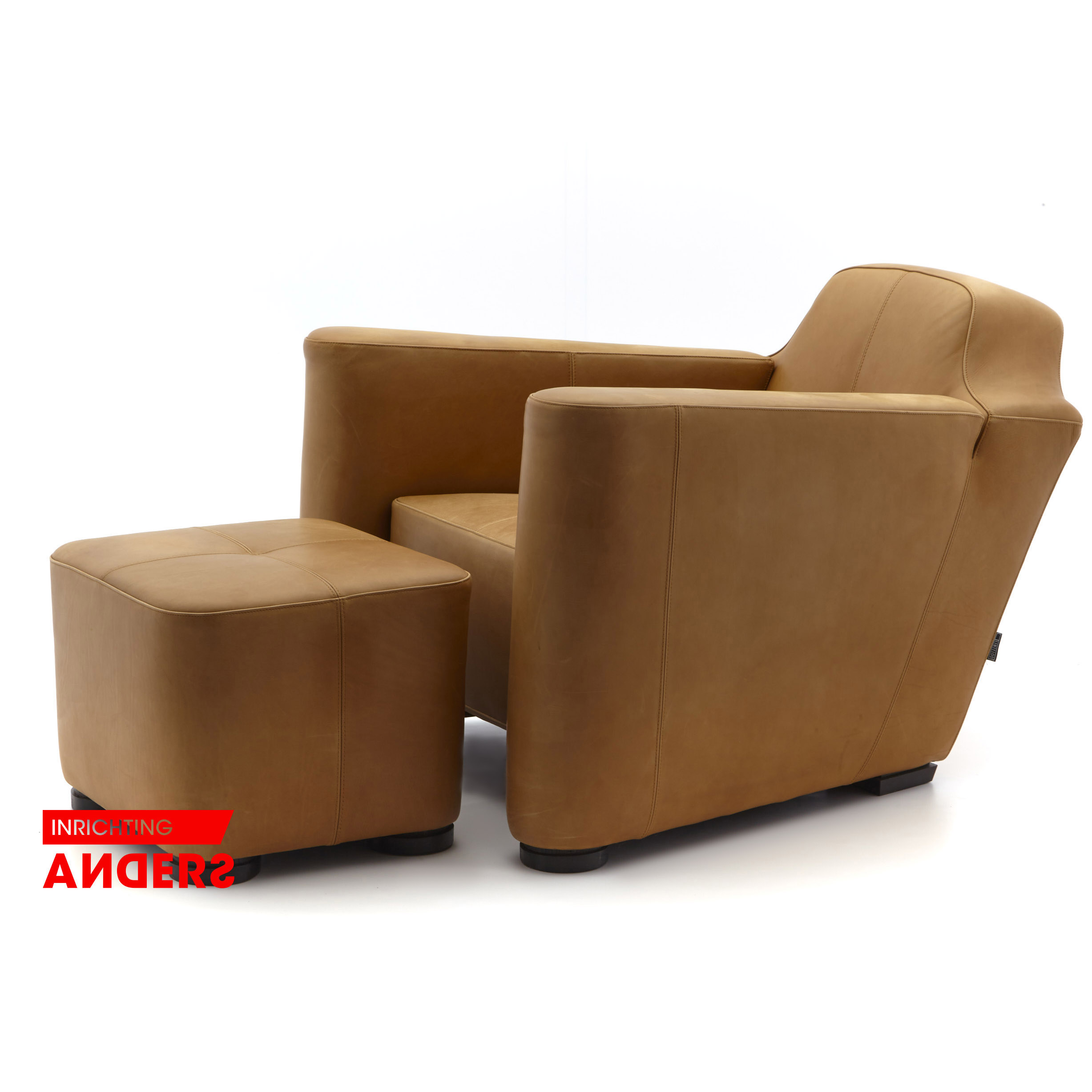 Linteloo Alhambra Fauteuil + Hocker Cognac Leer Inrichting Anders Nieuwe en Tweedehands Designmeubels Linteloo Alhambra Fauteuil + Hocker Cognac Leer Inrichting Anders Nieuwe en Tweedehands Designmeubels