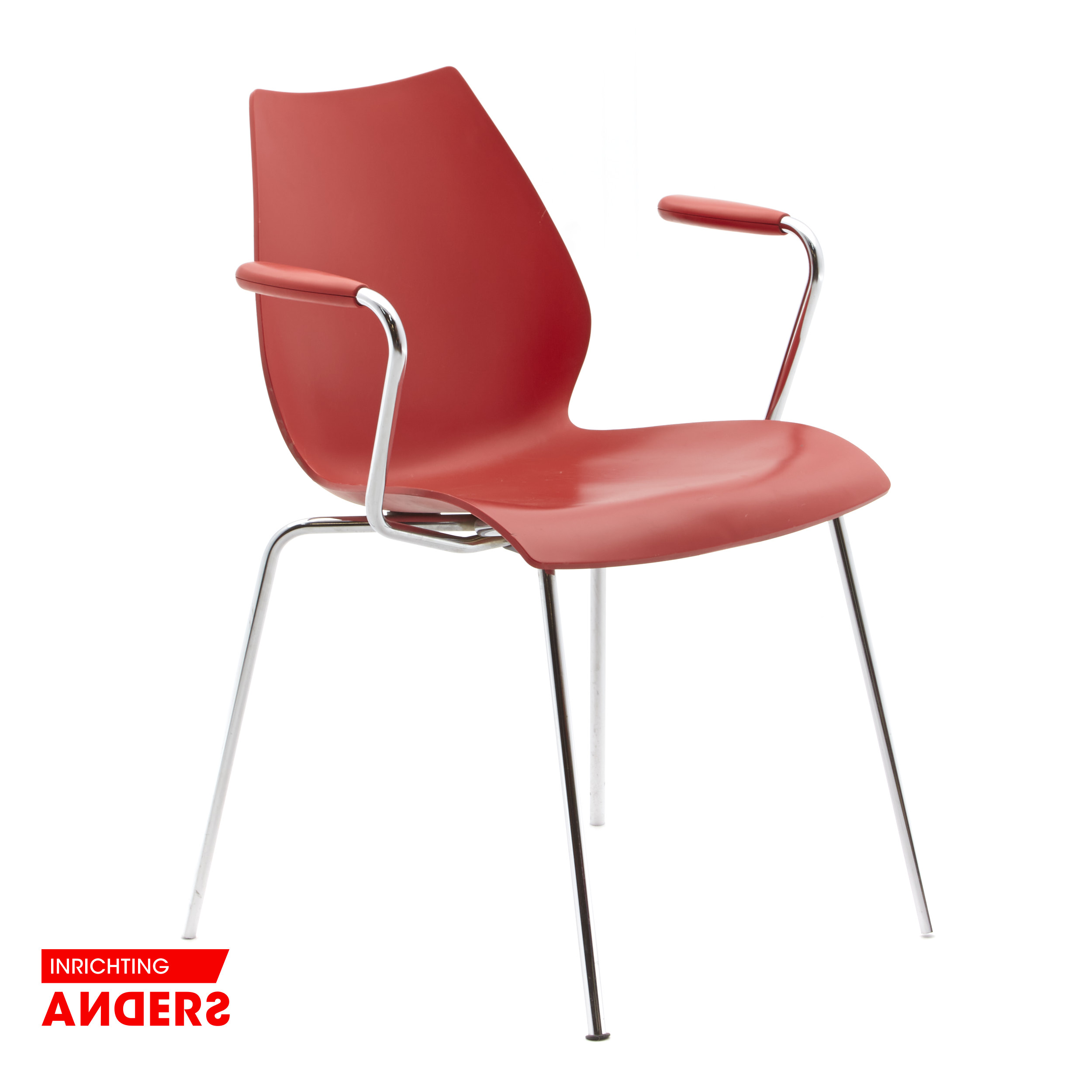 Kartell Maui Stoel met armleuningen Rood Kunststof Inrichting Anders Nieuwe en Tweedehands Designmeubels