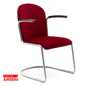 Dutch Orginals Gispen 413 RL Sledestoel Rood Stof Inrichting Anders Nieuwe en Tweedehands Designmeubels