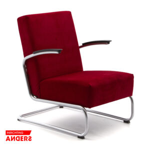 Gispen 405 Fauteuil Slede Manchester 03 Rood Inrichting Anders Nieuwe en Tweedehands Designmeubels