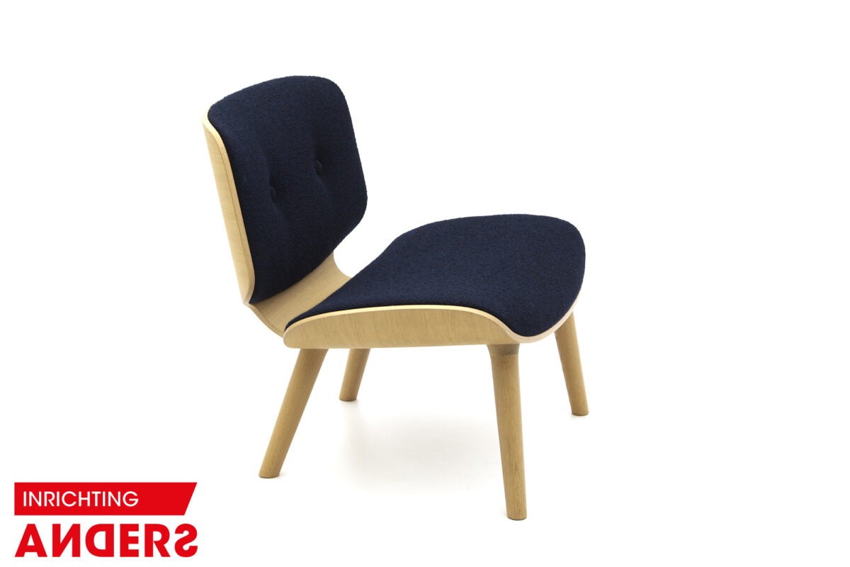 Moooi Nut Lounge Chair blauwe stof Inrichting Anders Nieuwe en Tweedehands Designmeubels